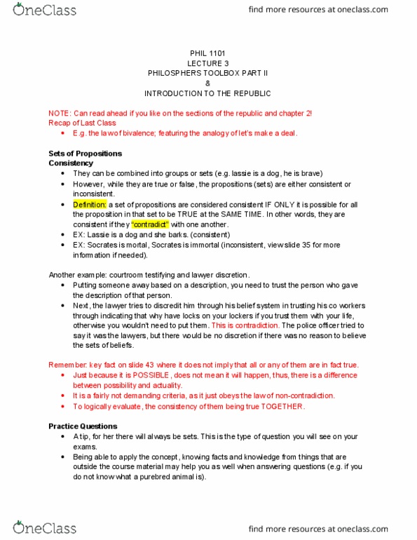 PHI 1101 Lecture Notes - Lecture 3: Pythia, Thrasymachus, Principle Of Bivalence cover image