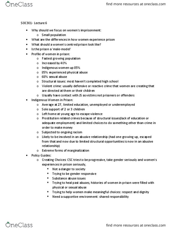 SOC301H5 Lecture Notes - Lecture 6: Healing Lodge, Radical Change thumbnail