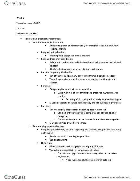 CCT226H5 Lecture Notes - Lecture 3: Pie Chart, Royal Institute Of Technology, Statistic thumbnail