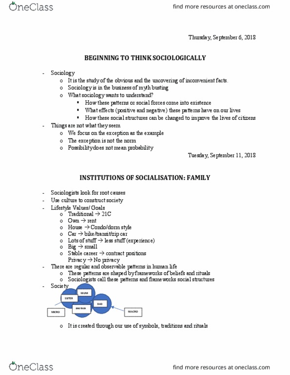 SOCI 101 Lecture Notes - Lecture 1: Old Age, Social Forces thumbnail