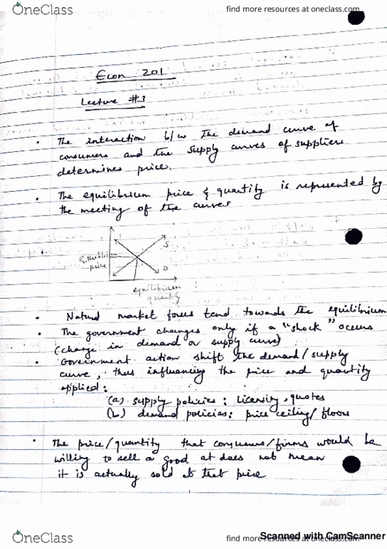 ECON201 Lecture 3: Econ201Lec3-Supply functions, Market Equil cover image