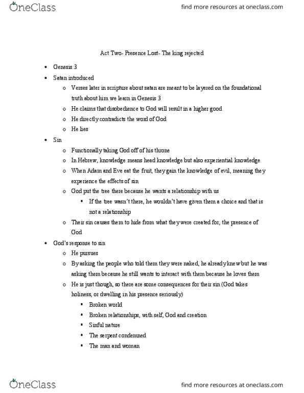 GLST 220 Lecture Notes - Lecture 6: Satan thumbnail