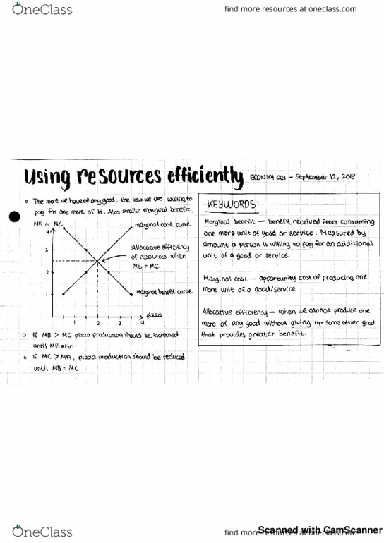 ECON 101 Lecture 4: ECON 101 001 - lecture 4 - Using resources efficiently cover image