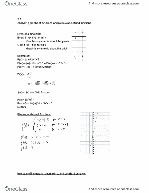 MATH 1150 Lecture Notes - Lecture 3: Even And Odd Functions, Piecewise cover image