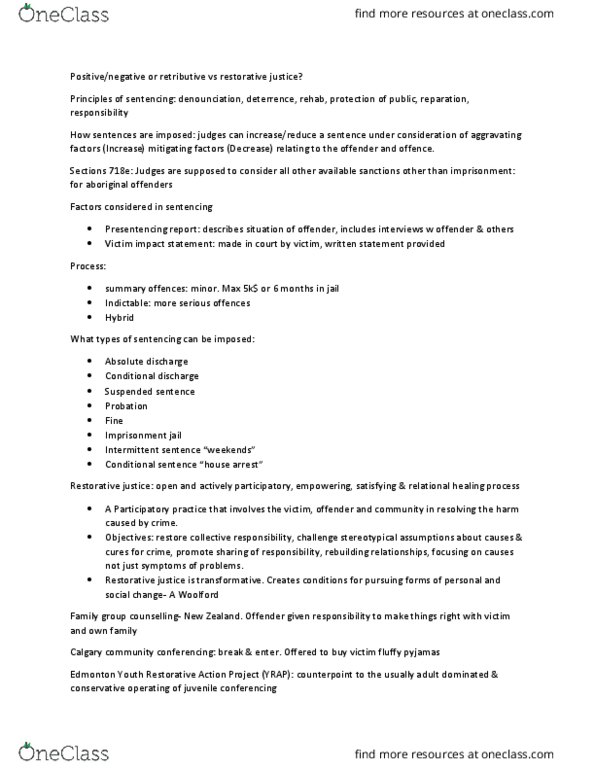 SOC 212 Lecture Notes - Lecture 9: Counterpoint, Suspended Sentence, Conditional Sentence thumbnail