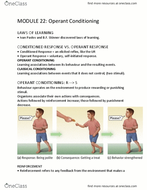 PSYC-1000 Lecture Notes - Lecture 22: Operant Conditioning Chamber, Edward Thorndike, Tantrum thumbnail