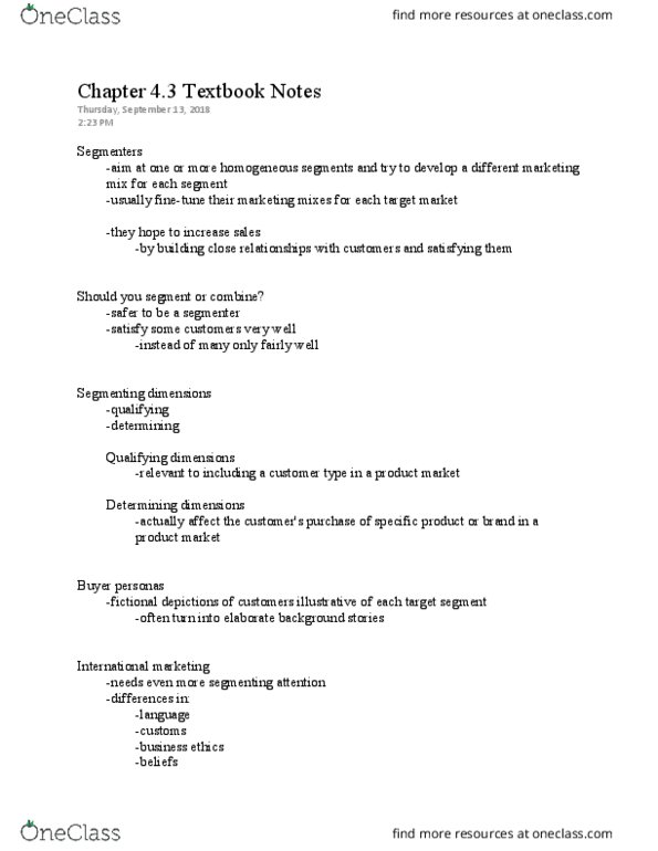 MKT 305 Chapter Notes - Chapter 4.3: Business Ethics, Marketing Mix, Customer Relationship Management thumbnail