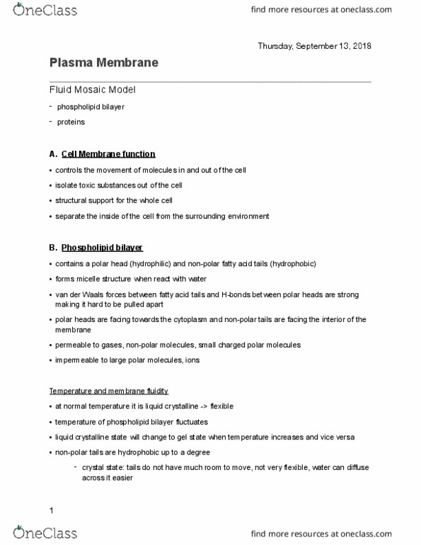 BIOL 155 Lecture Notes - Lecture 3: Homeostasis, Micelle, Lipid Bilayer thumbnail