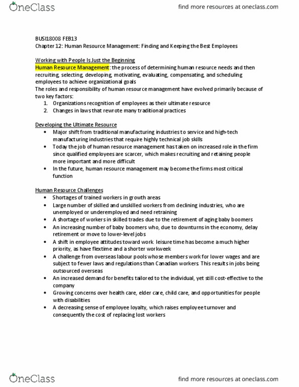 BUSI 1800 Chapter Notes - Chapter 12: Telecommuting, Absenteeism, Job Analysis thumbnail