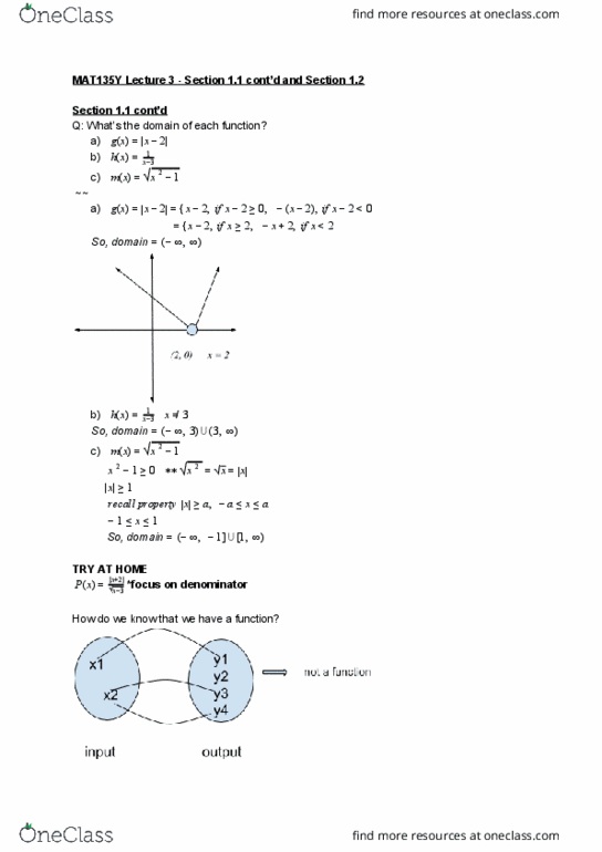 MAT135Y5 Lecture Notes - Lecture 3: Rational Number, Piecewise, Negative Number cover image