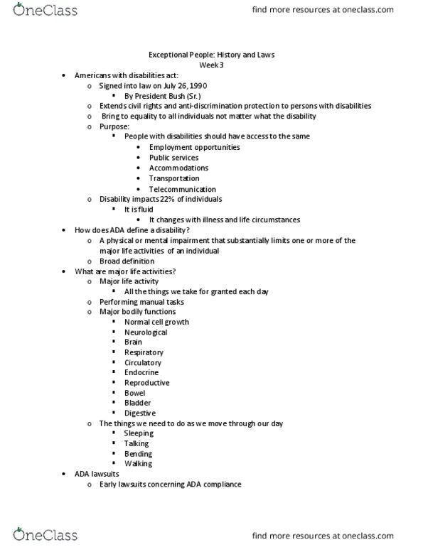 EEX 3093 Lecture Notes - Lecture 2: Least Restrictive Environment, Cerebral Palsy thumbnail