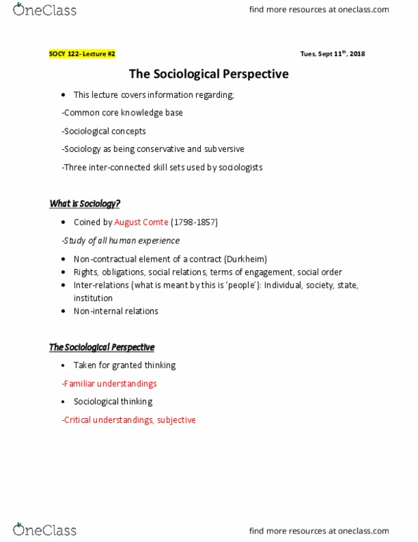 SOCY 122 Lecture Notes - Lecture 2: Social Theory, Individualism, Deeper Understanding thumbnail