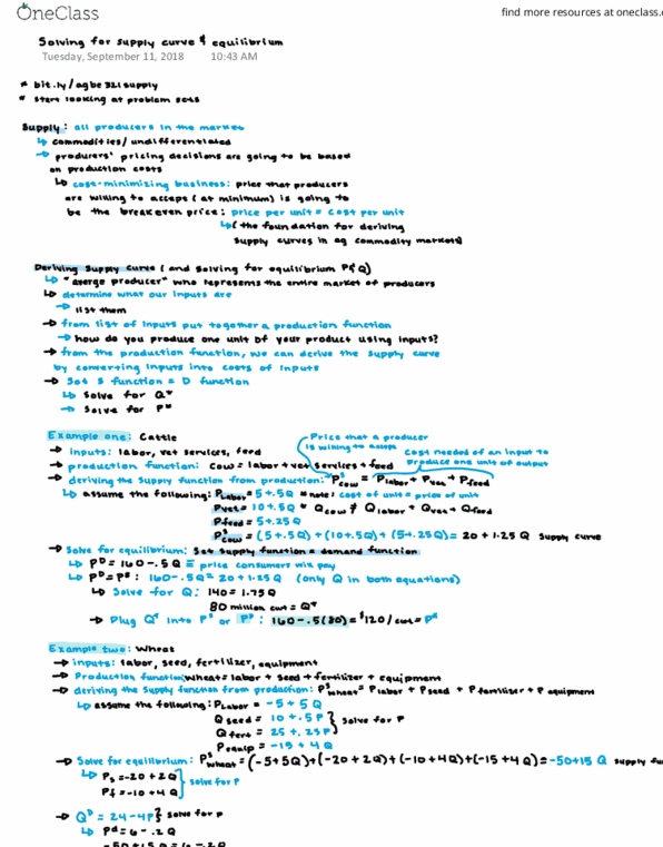 AGBE-321 Lecture 3: Solving for Supply Curve and Equilibrium thumbnail