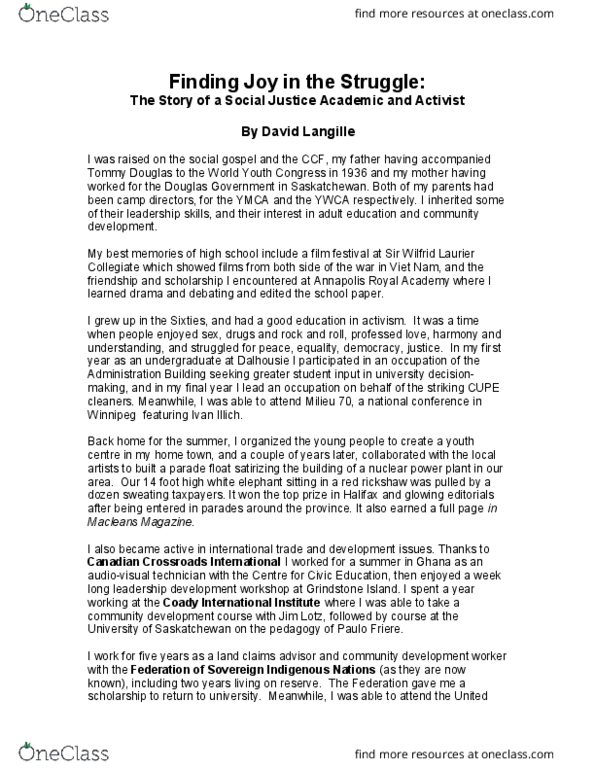 SOSC 1510 Lecture Notes - Lecture 13: Canadian Peace Alliance, Marion Dewar, Peace Movement thumbnail