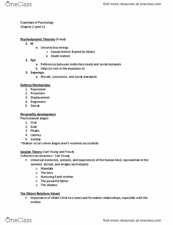 PSY 01107 Chapter Notes - Chapter 2: Personality Development, Determinism, Rein thumbnail