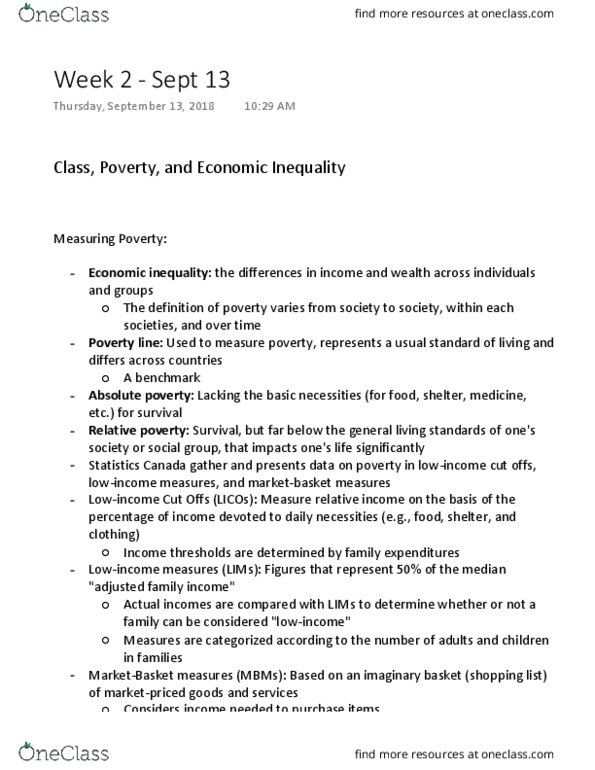 SOC 2106 Lecture Notes - Lecture 2: Gross Domestic Product, United Nations Development Programme, Economic Inequality thumbnail