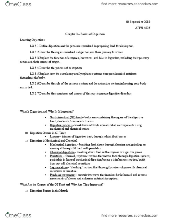BIOL 4803 Chapter Notes - Chapter 3: Hemorrhoid, Ileum, Emulsion thumbnail