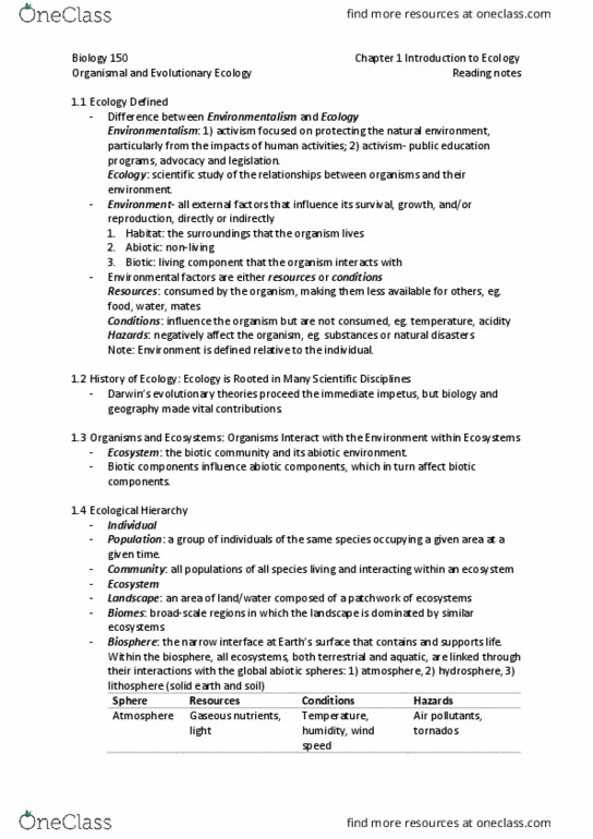 BIOL150 Chapter Notes - Chapter 1: Metal Toxicity, Environmentalism, Confounding thumbnail