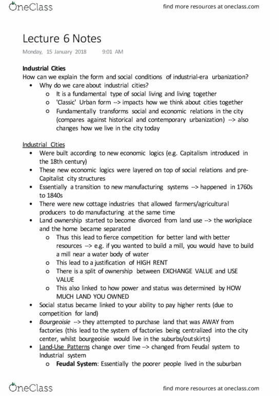 GEOG 350 Lecture 6: Lecture 6 Notes - OneClass