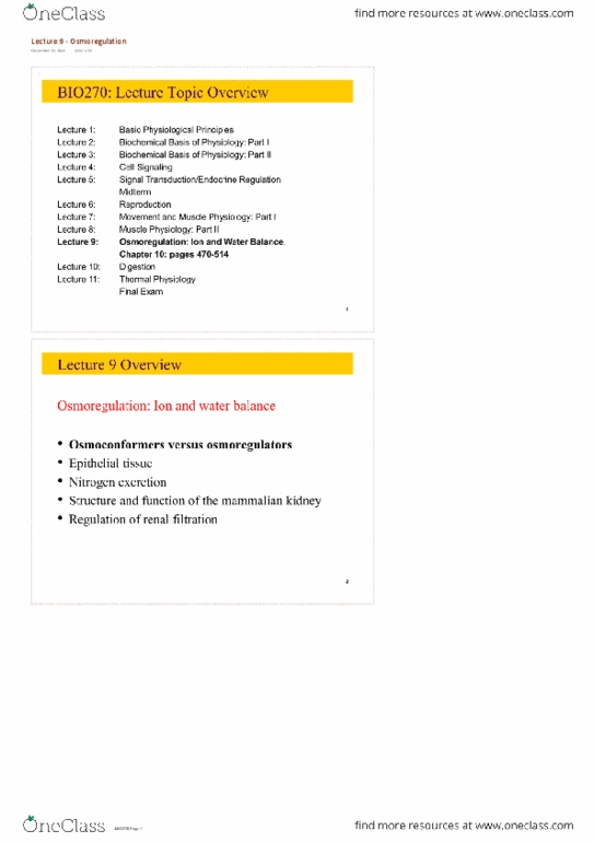 BIO270H1 Lecture 9: Lecture 9 - Osmoregulation completed.pdf thumbnail