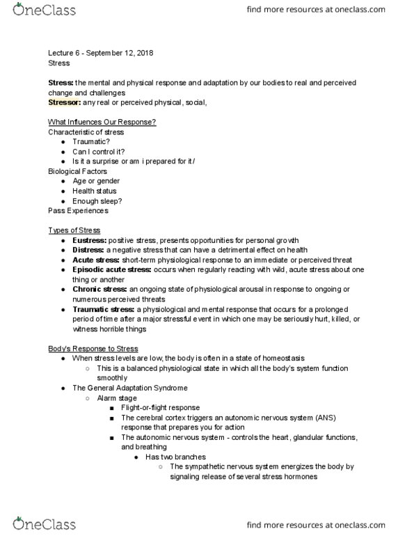 BHAN155 Lecture Notes - Lecture 6: Weight Gain, Autonomic Nervous System, Hypothalamus thumbnail