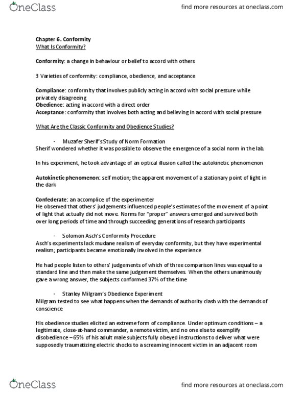 PSYCH253 Chapter Notes - Chapter 6: Norm (Social), Stationary Point, Optical Illusion thumbnail