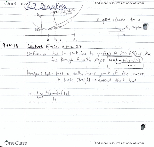 MATH 1ZA3 Lecture 6: MATH 1ZA3 LECTURE 6 - derivatives (2.7, 2.8) cover image