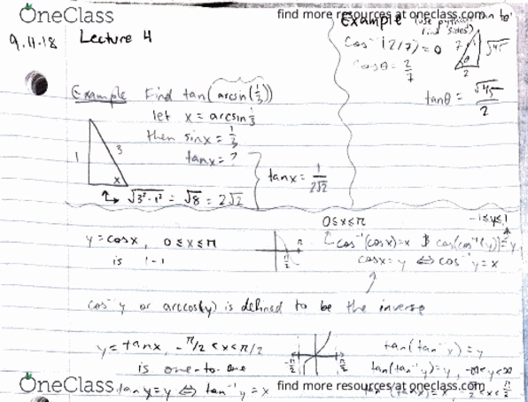 MATH 1ZA3 Lecture 4: MATH 1ZA3 lecture 4 - 1.5 (inverse trig functions), 2.5 (continuity) cover image