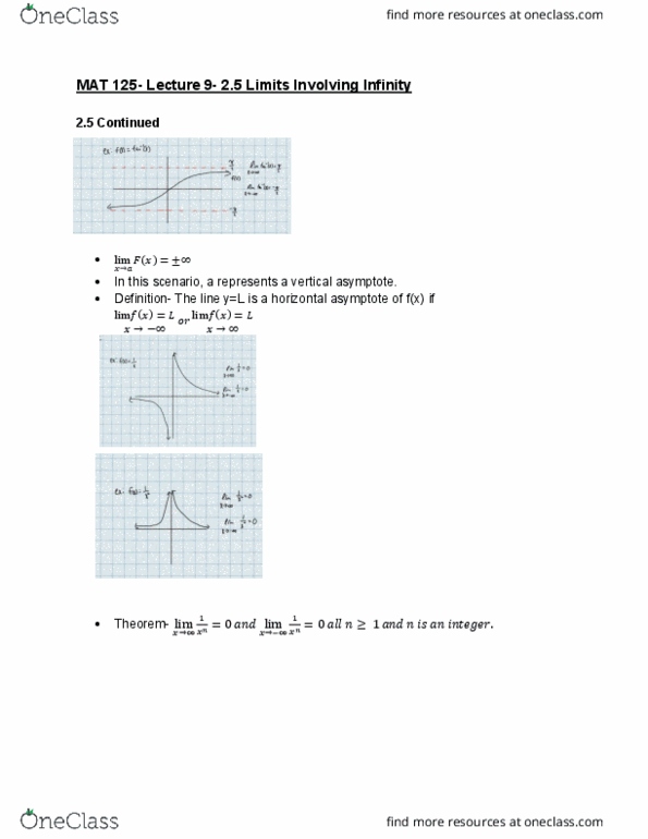 MAT 125 Lecture Notes - Lecture 9: Asymptote thumbnail