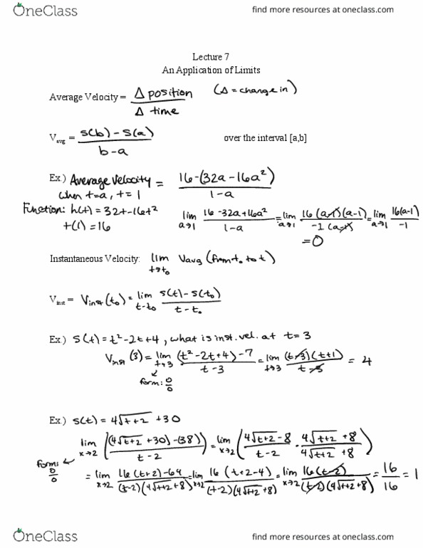 MATH 1151 Lecture 8: MATH 1151 Lecture 8- An Application of Limits cover image