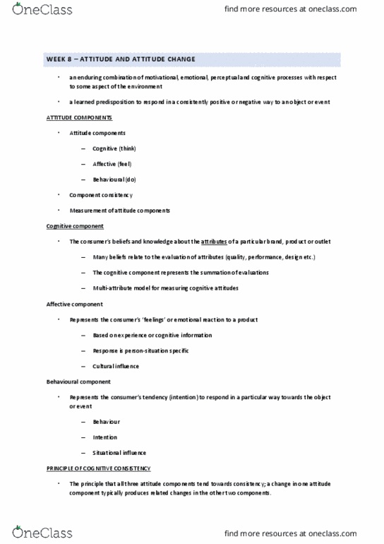 MKTG1050 Lecture Notes - Lecture 8: Operant Conditioning, Classical Conditioning thumbnail