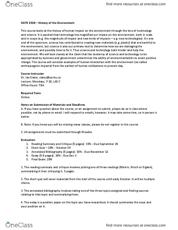 NATS 1510 Lecture Notes - Lecture 1: Pesticide, Douglas & Mcintyre, Moodle thumbnail