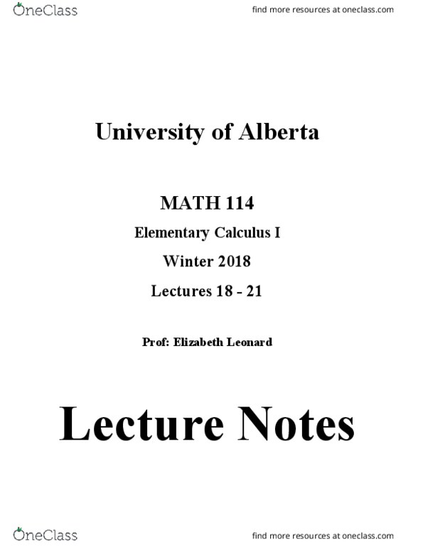 MATH114 Chapter Notes - Chapter Lecture 18-21: Squeeze Theorem, Radium, Marginal Cost thumbnail