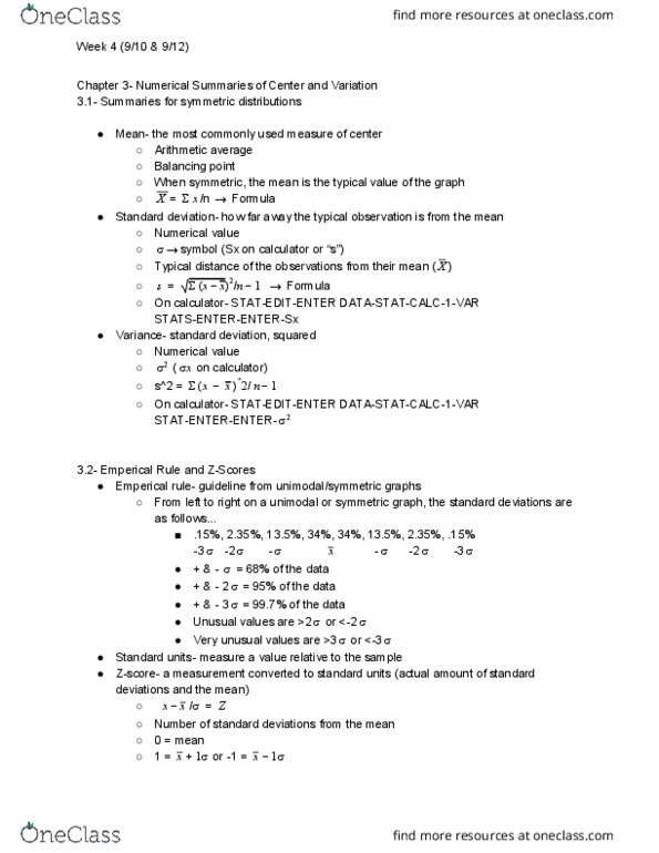 MATH 10041 Lecture Notes - Lecture 5: Interquartile Range, Standard Deviation, Symmetric Graph thumbnail