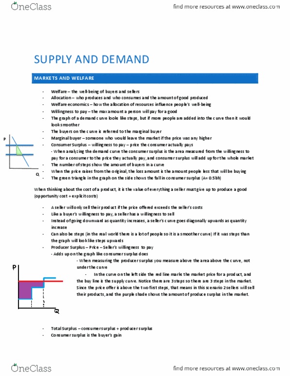 ECON101 Lecture Notes - Economic Surplus, Demand Curve, Opportunity Cost thumbnail