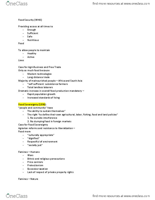 GGR287H5 Lecture Notes - Subsistence Agriculture, Soil Retrogression And Degradation, Price Controls thumbnail