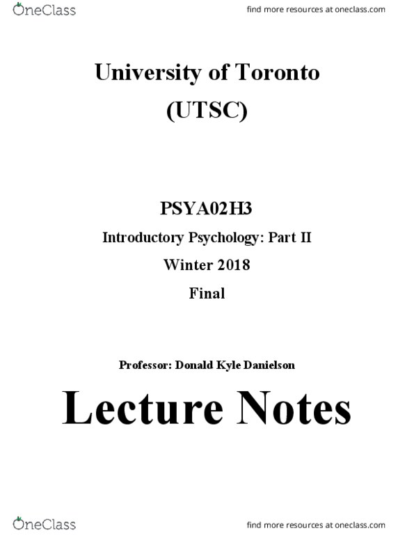 PSYA02H3 Lecture 1: PSYA02H3 - Lecture Notes thumbnail