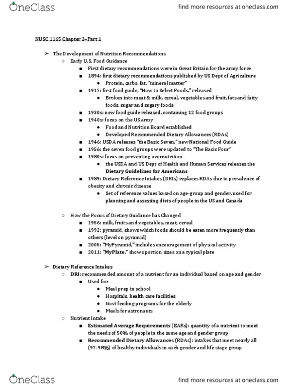 NUSC 1165 Chapter Notes - Chapter 2: Overnutrition, Myplate, Saturated Fat thumbnail