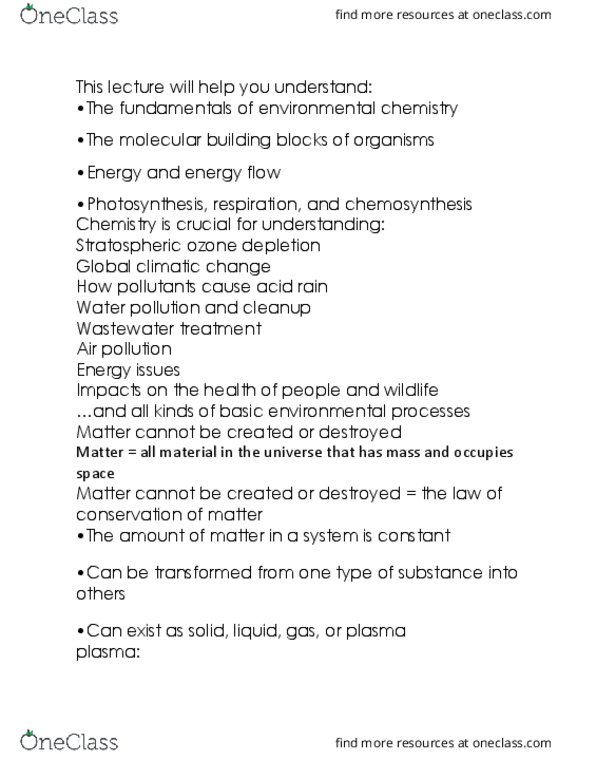 BIO202H5 Lecture Notes - Lecture 7: Water Pollution, Environmental Chemistry, Ozone Depletion thumbnail