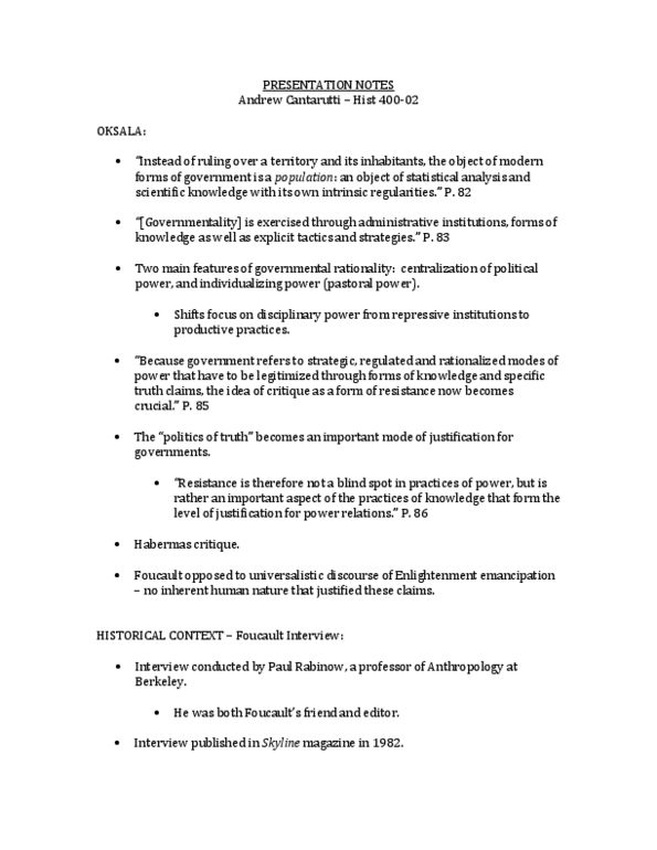 HIST 402 Lecture Notes - Le Corbusier, Terra Nullius, Paul Rabinow thumbnail