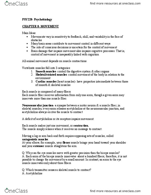 PSY 220 Chapter Notes - Chapter 8: Chromosome, Cardiac Muscle, Midbrain Tectum thumbnail