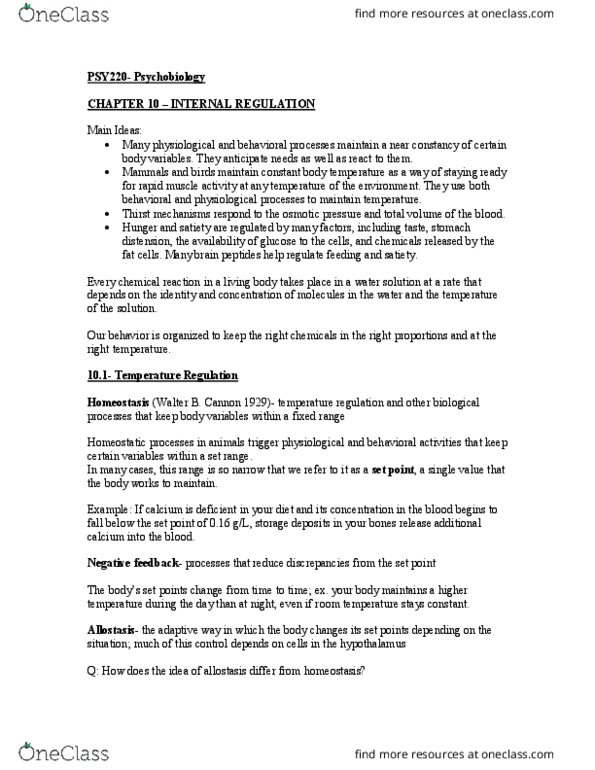 PSY 220 Chapter Notes - Chapter 10: Scrotum, Pituitary Gland, Optic Chiasm thumbnail