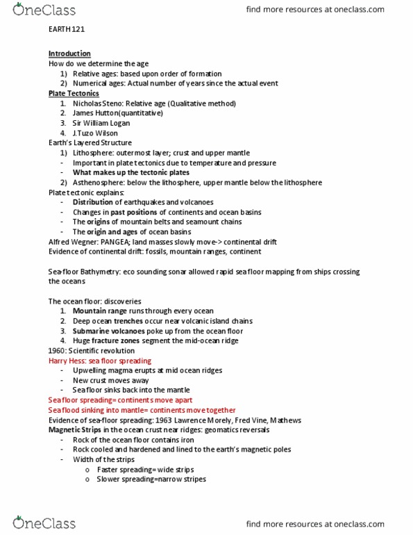 EARTH121 Lecture 1: EARTH 121 Midterm Notes thumbnail