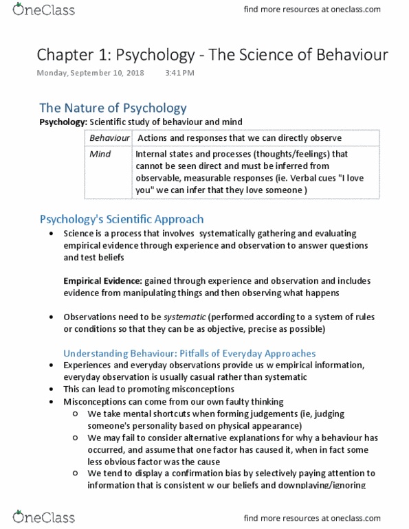 Psychology 1000 Chapter Notes - Chapter 1: Cognitive Neuroscience, Facial Symmetry, Social Cognition thumbnail