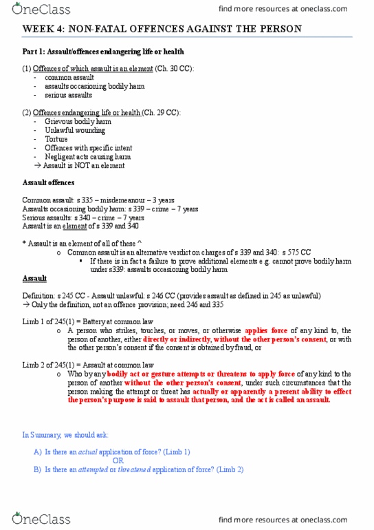 LLB106 Lecture Notes - Lecture 4: Misdemeanor, Indictable Offence, Lesser Included Offense thumbnail