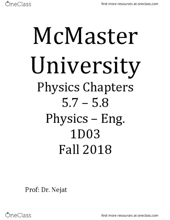 PHYSICS 1D03 Chapter Notes - Chapter 5.7-5.8: Net Force, Friction thumbnail