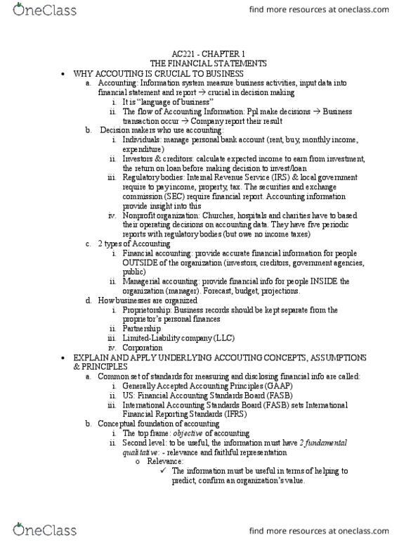 QST AC 221 Chapter Notes - Chapter 1: Deferral, United States Treasury Security, Information System thumbnail