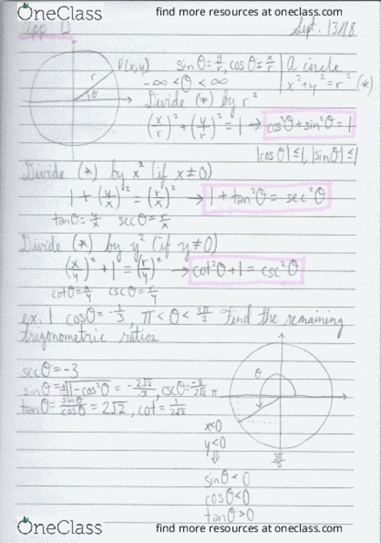 Calculus 1000A/B Lecture 5: Appendix D - Trigonometric Identities cover image