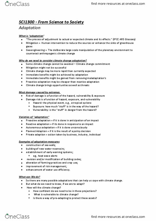 SCI1300 Lecture Notes - Lecture 21: Ipcc Fifth Assessment Report, Sunshine Coast Region, Productivity Commission thumbnail