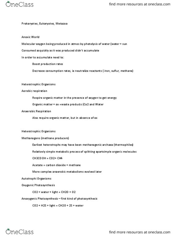 GLY-1102 Lecture Notes - Lecture 11: Cnidaria, Tribrachidium, Archean thumbnail